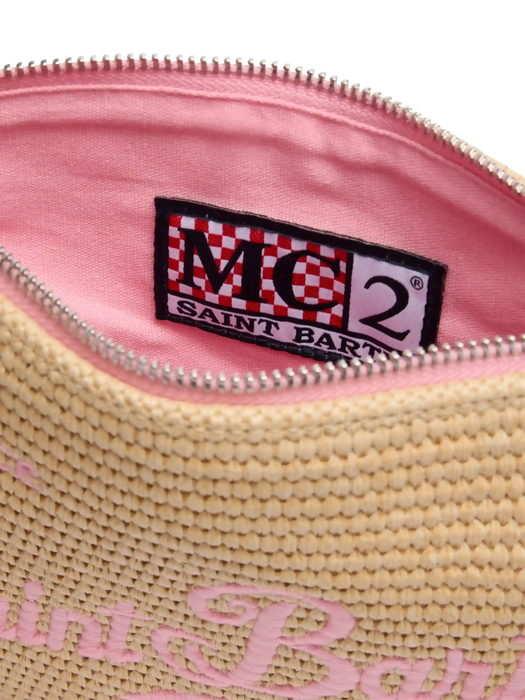 Pochette Parisienne Straw beige con ricamo logo