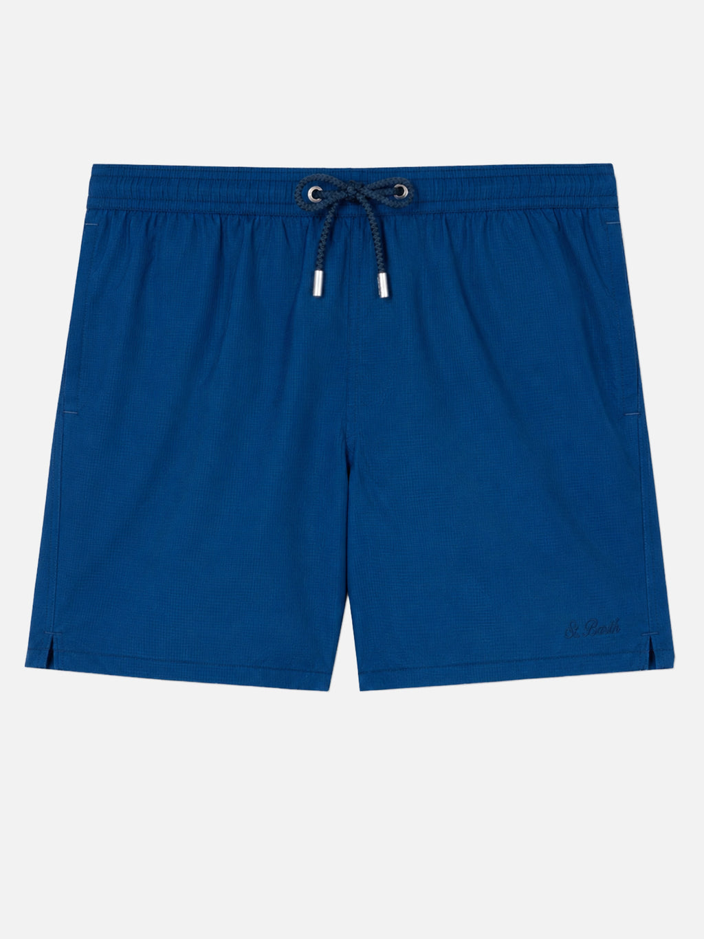 Costume mare Patmos blu navy a righe in seersucker