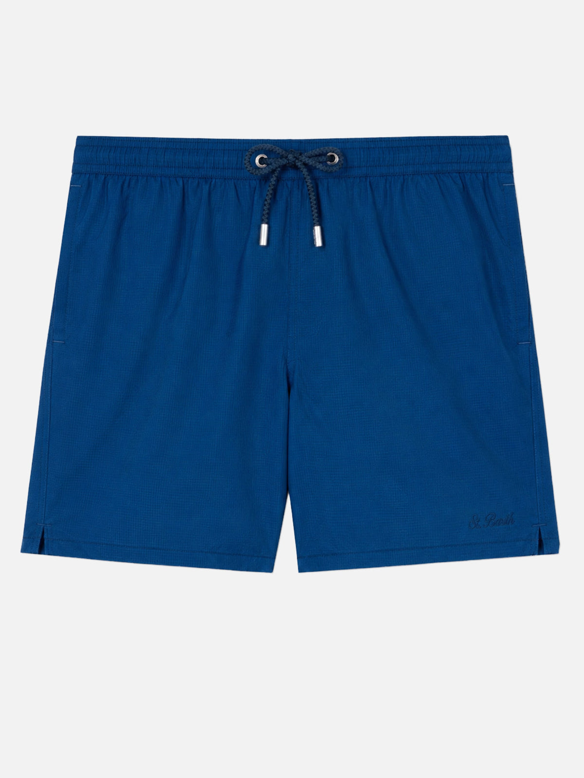 Costume mare Patmos blu navy a righe in seersucker