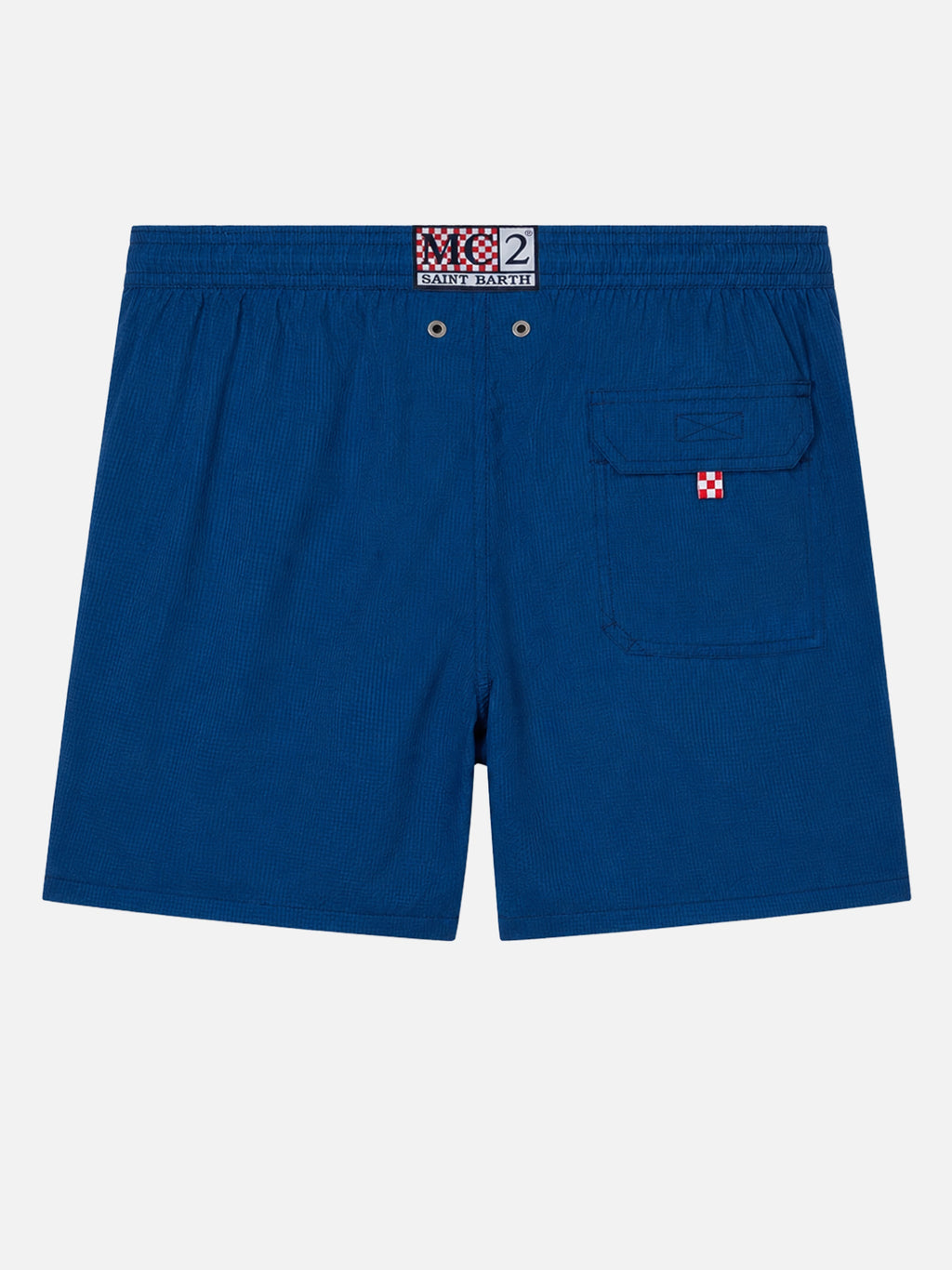 Costume mare Patmos blu navy a righe in seersucker
