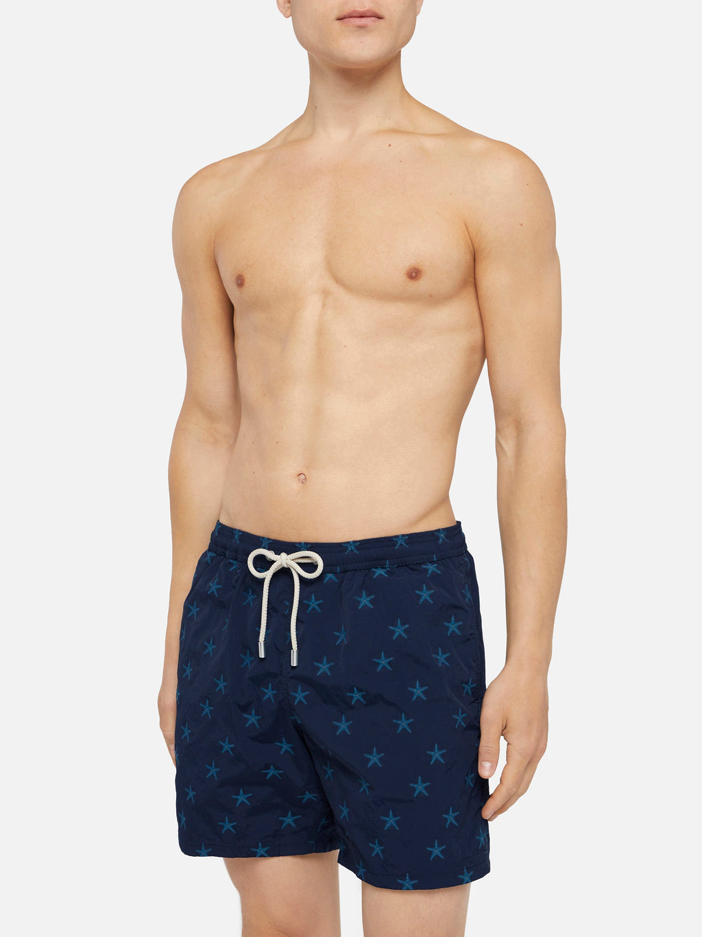 Costume mare Patmos blu navy con jacquard stelle marine