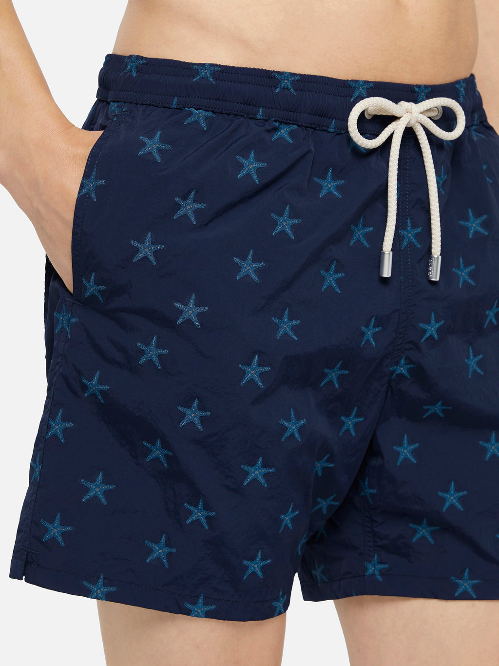 Costume mare Patmos blu navy con jacquard stelle marine