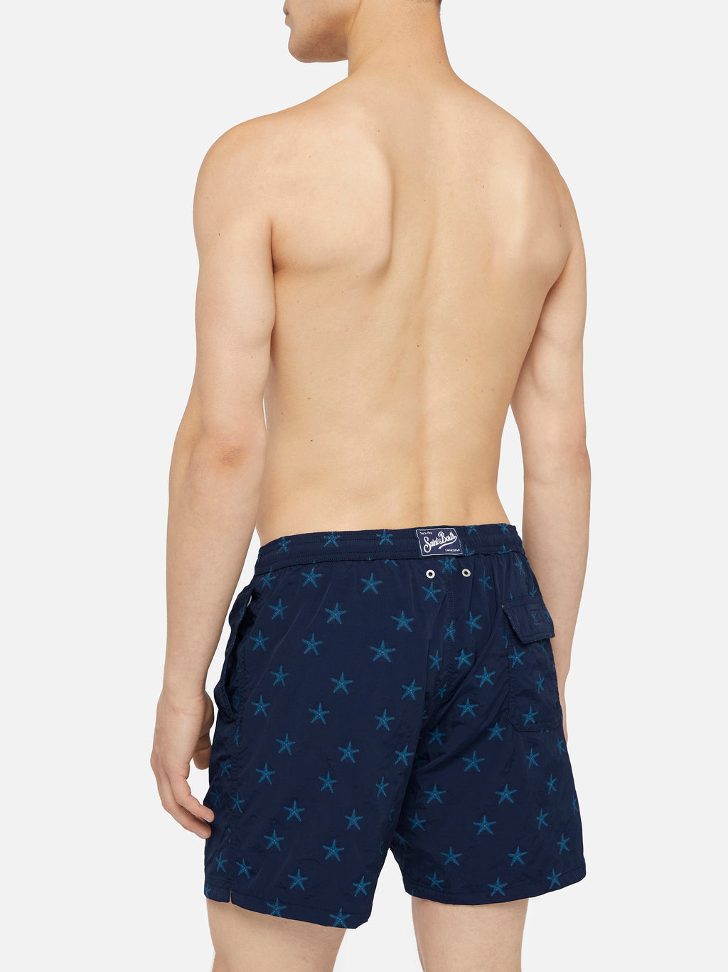 Costume mare Patmos blu navy con jacquard stelle marine