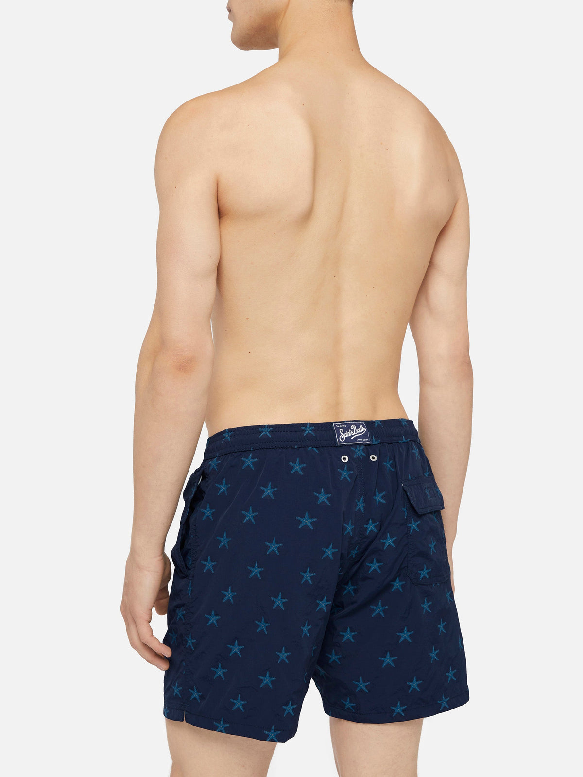 Costume mare Patmos blu navy con jacquard stelle marine