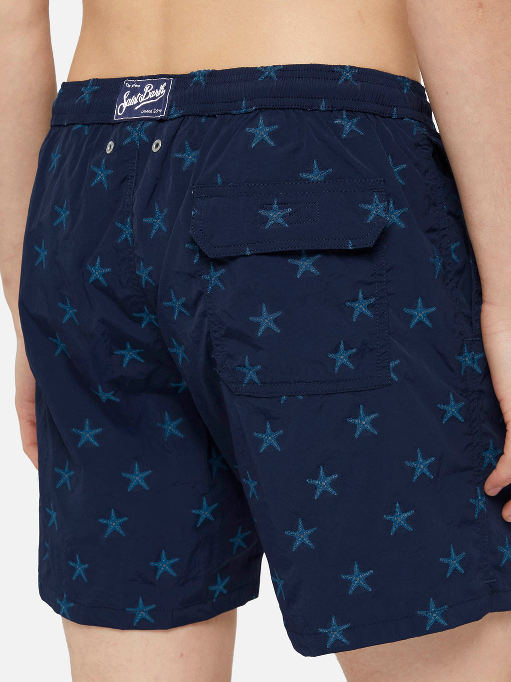 Costume mare Patmos blu navy con jacquard stelle marine