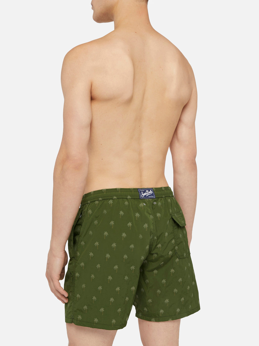 Costume mare Patmos verde militare con jacquard palme