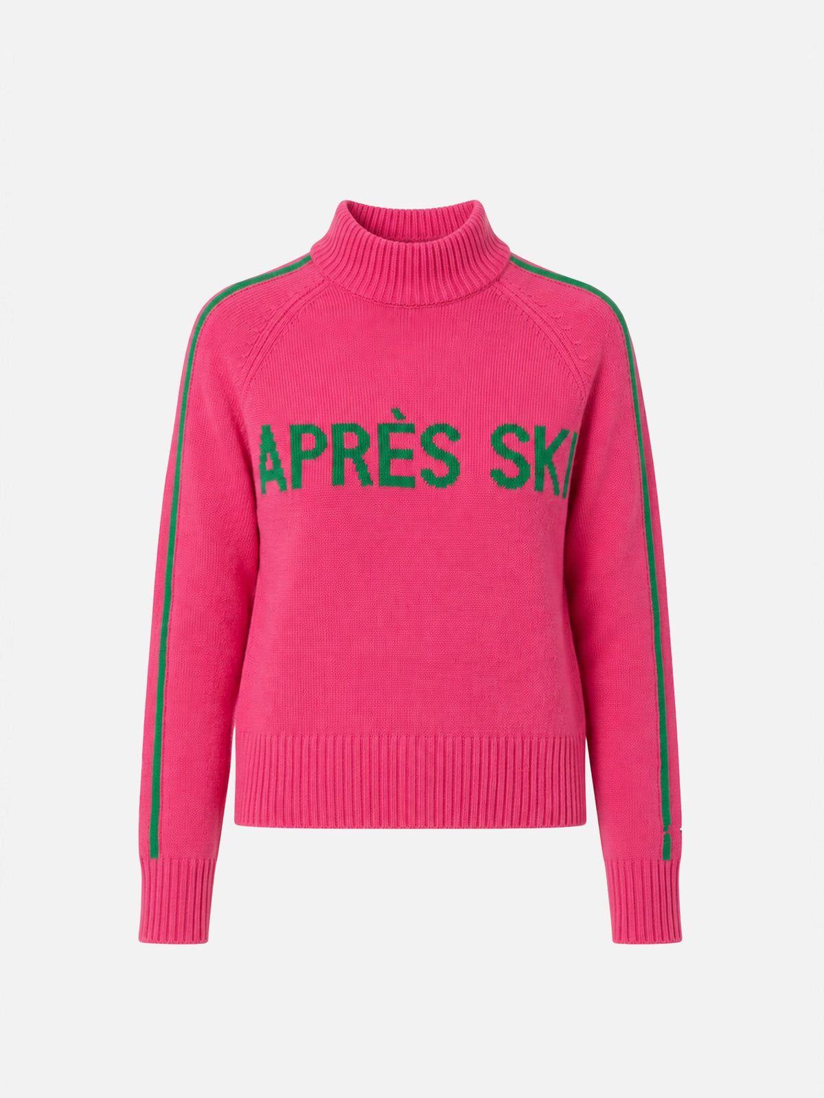 Maglione Peak rosa fluo con collo a lupetto e ricamo Après Ski
