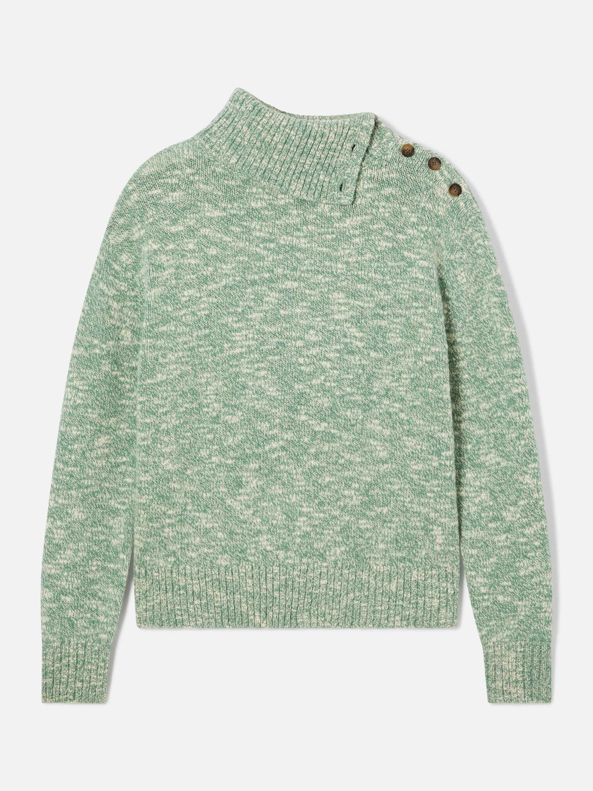 Maglia Philomene verde salvia a collo alto in lana con ricamo logo