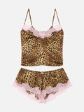 Set Pilar top e shorts con stampa leopardo e pizzo product image 1