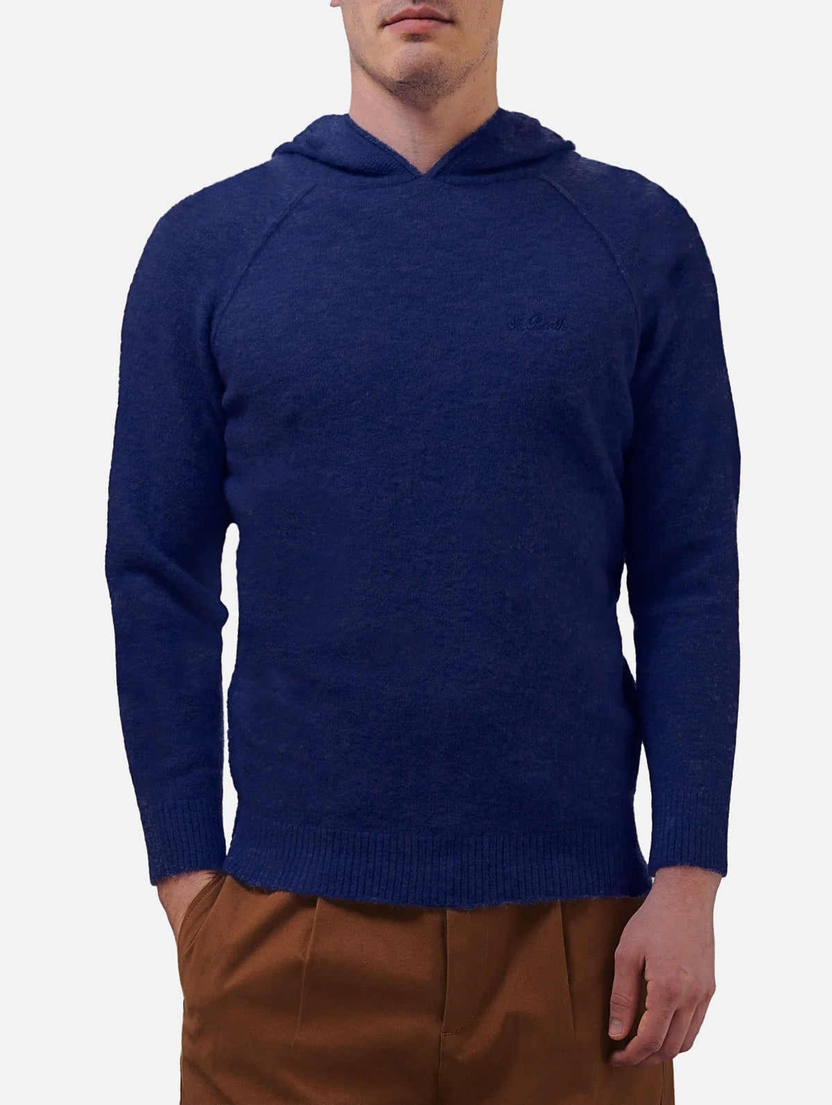 Maglione con cappuccio Piccadilly blu navy in misto alpaca product image 1
