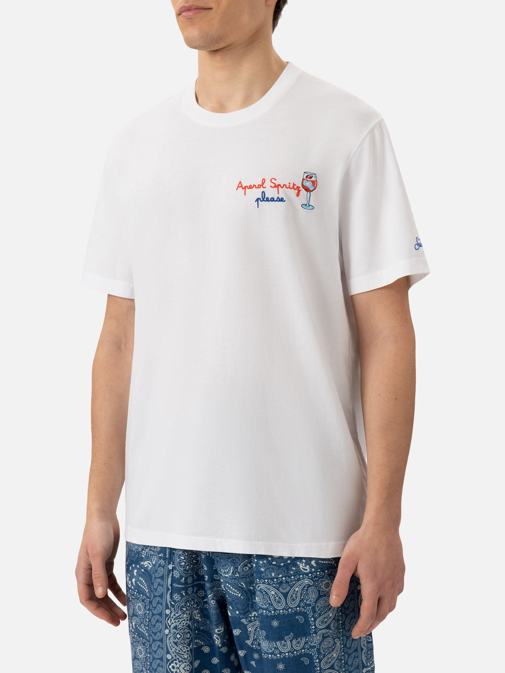 T-shirt Portofino bianca con ricamo Aperol Spritz, please product image 3