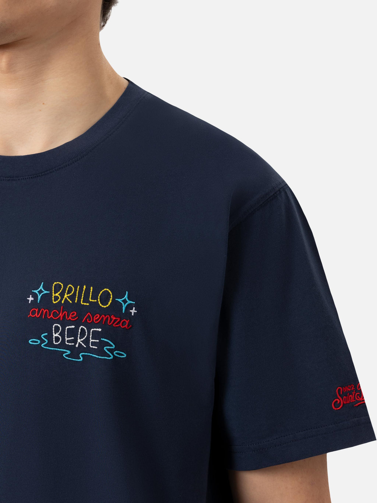T-shirt Portofino blu navy con ricamo Brillo senza bere product image 2