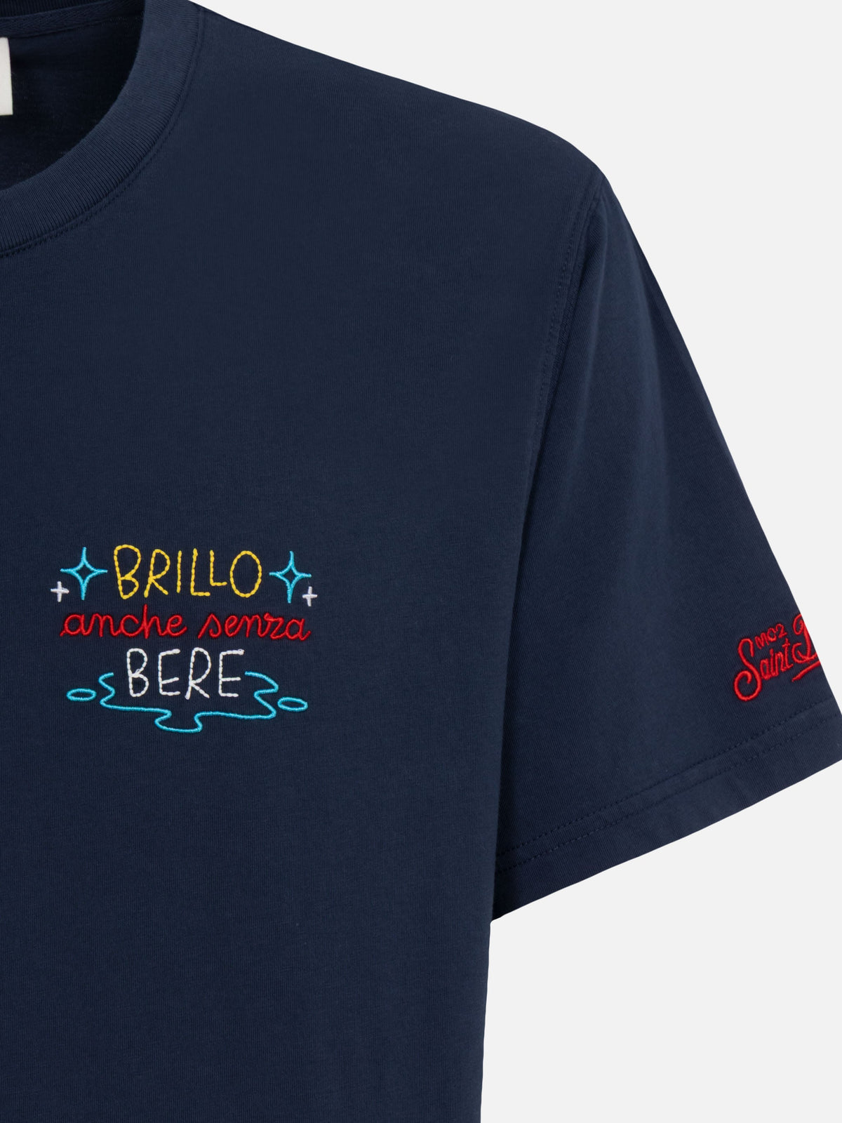 T-shirt Portofino blu navy con ricamo Brillo senza bere product image 4