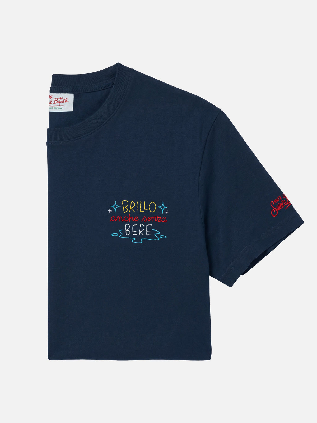 T-shirt Portofino blu navy con ricamo Brillo senza bere product image 1