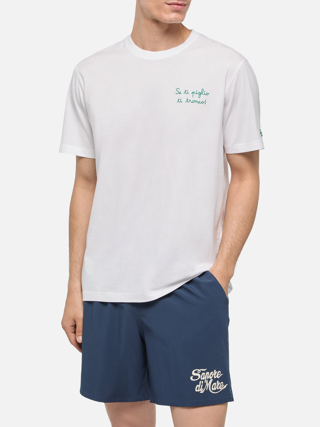 T-shirt Portofino bianca con ricamo Se ti piglio ti tronco! product image 2