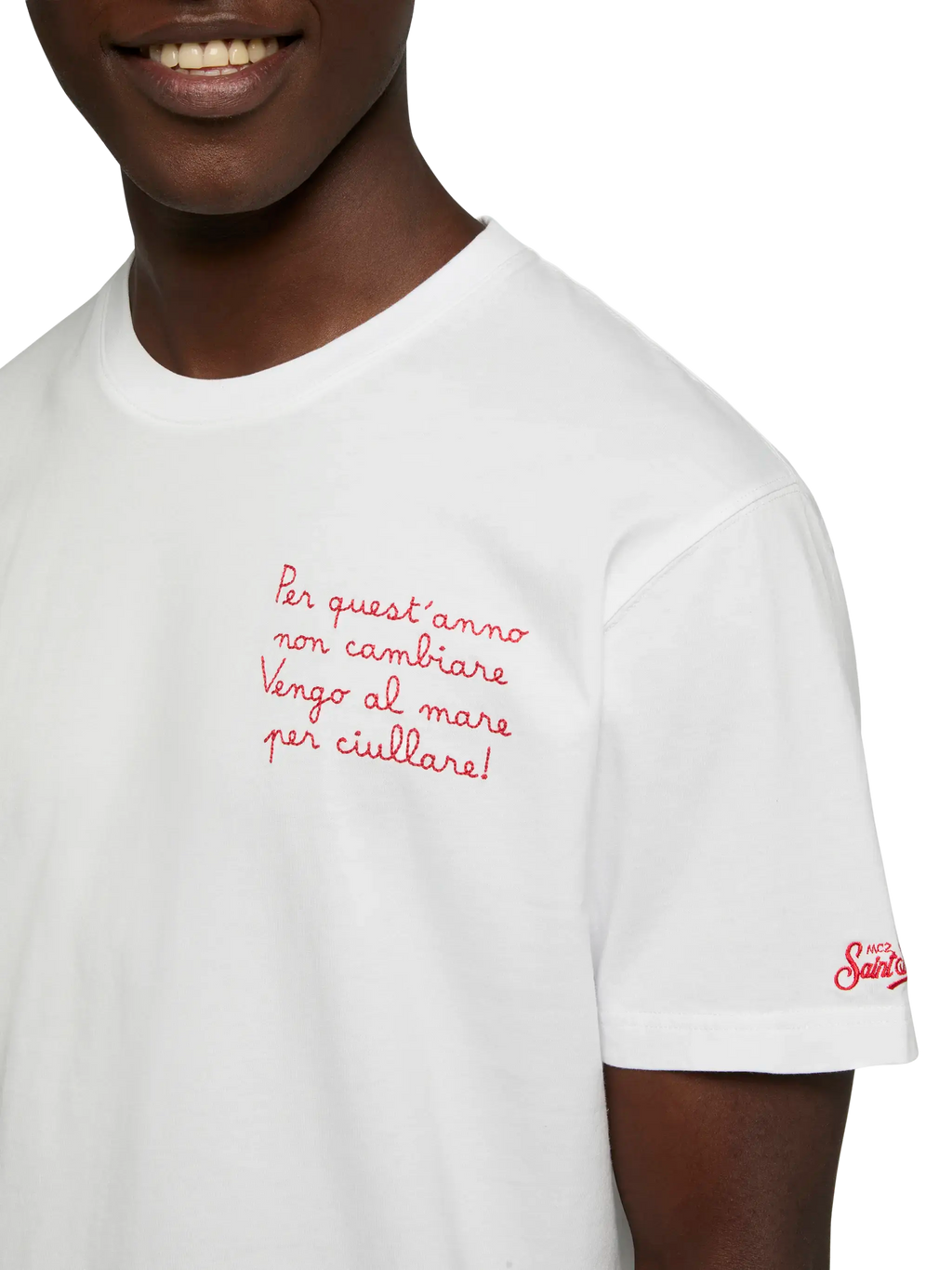 T-shirt Portofino bianca con ricamo Per quest’anno, non product image 1
