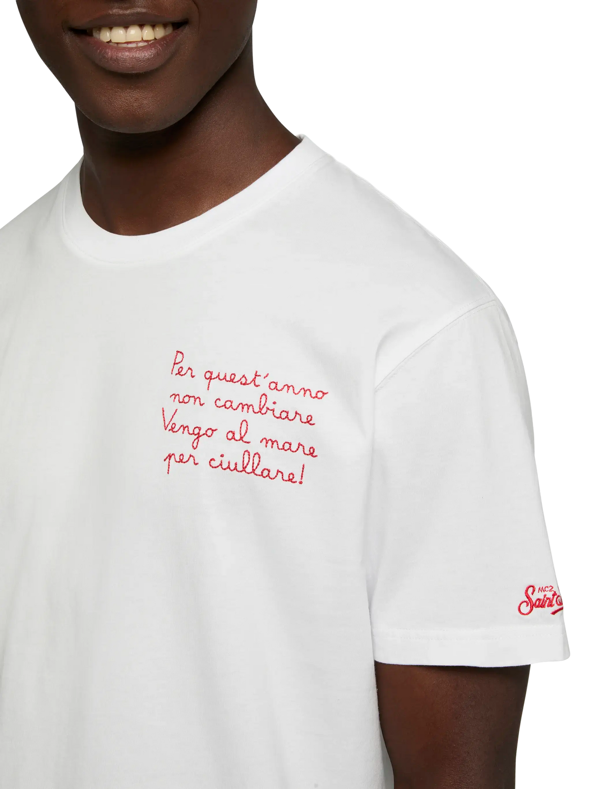 T-shirt Portofino bianca con ricamo Per quest’anno, non product image 1