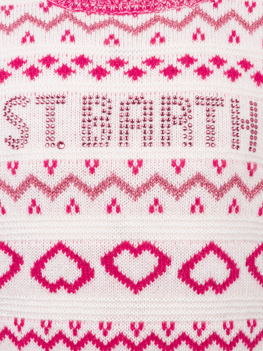 Maglione Princess bianco e rosa con jacquard nordico