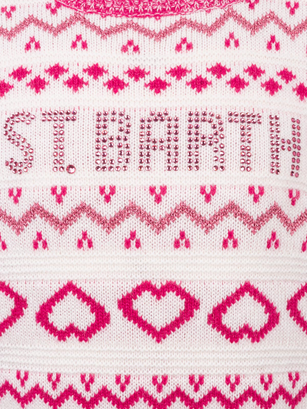 Maglione Princess bianco e rosa con jacquard nordico