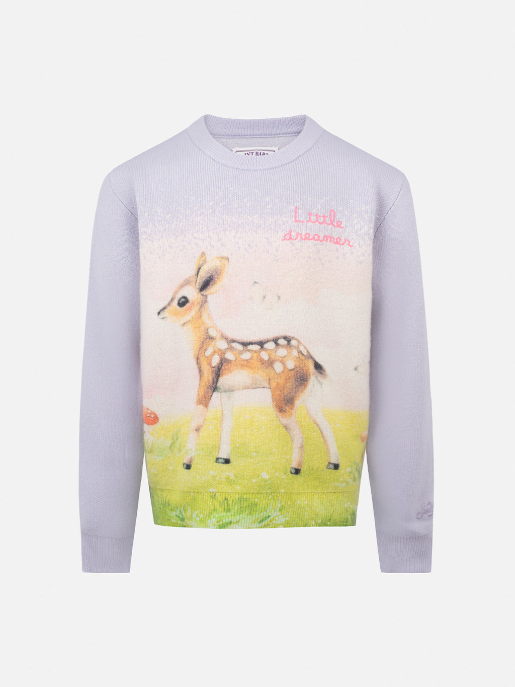 Maglione Princess lilla con stampa cerbiatto tra le nuvole