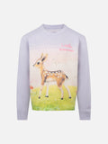Maglione Princess lilla con stampa cerbiatto tra le nuvole