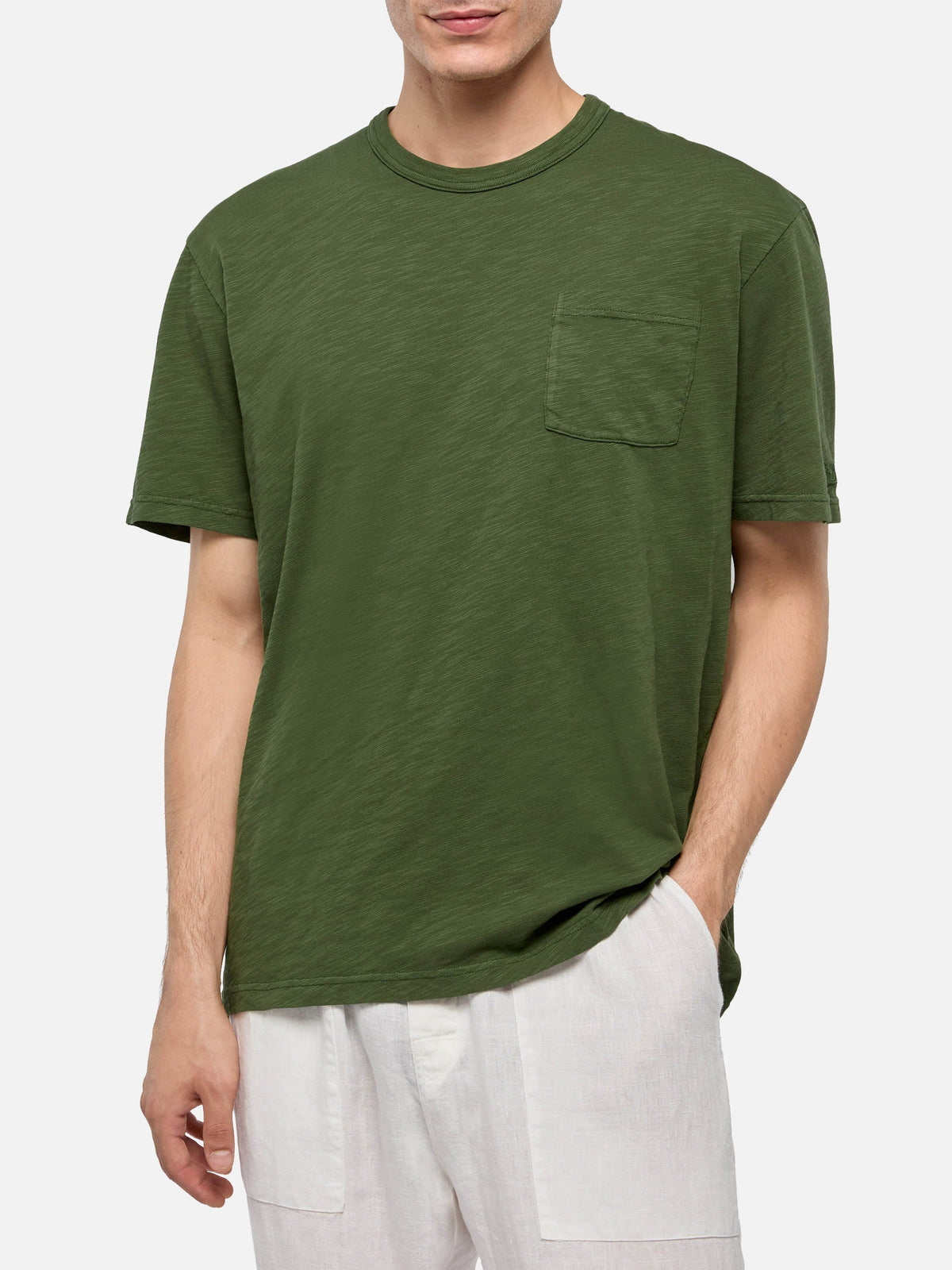 T-shirt President in cotone fiammato verde militare product image 3
