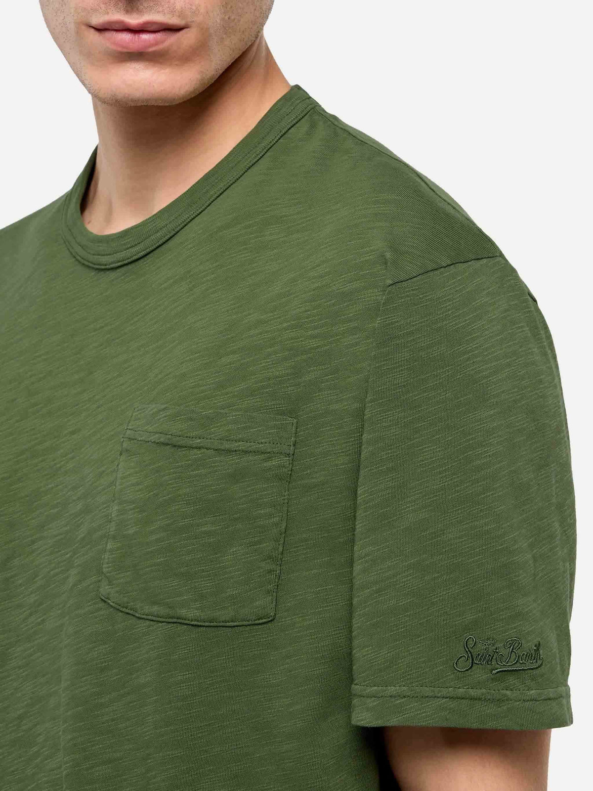 T-shirt President in cotone fiammato verde militare product image 2