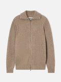 Cardigan Preston beige in lana con zip intera