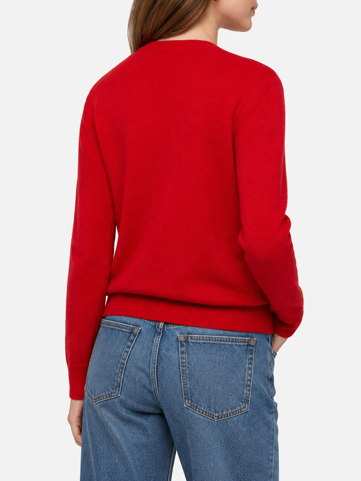 Maglione New Queen Brushed rosso con patch natalizie