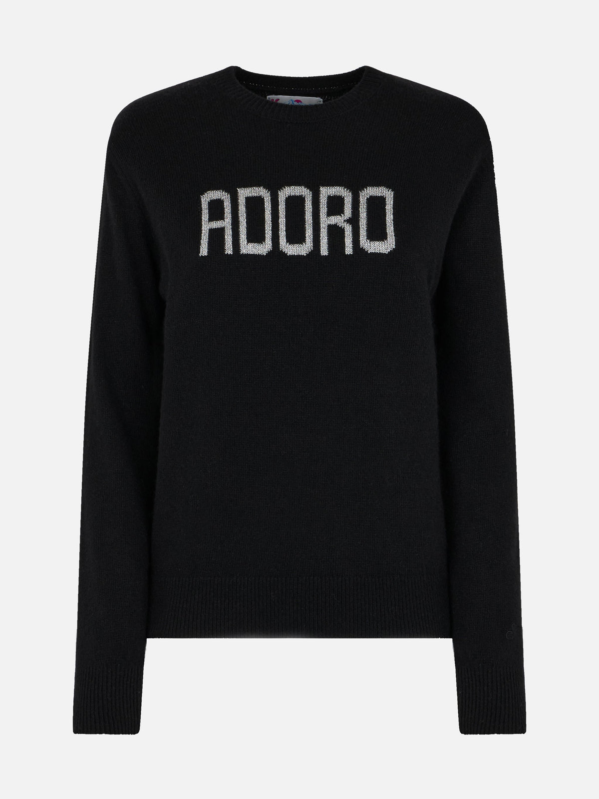 Maglione New Queen nero con jacquard Adoro