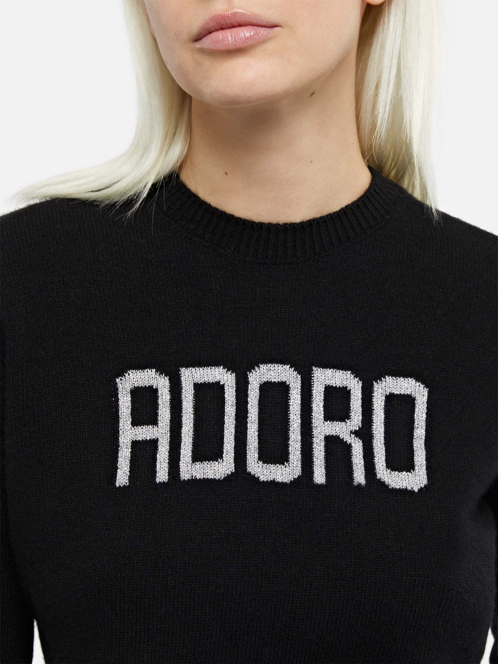 Maglione New Queen nero con jacquard Adoro