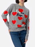 Maglione New Queen grigio con ricamo Kissene