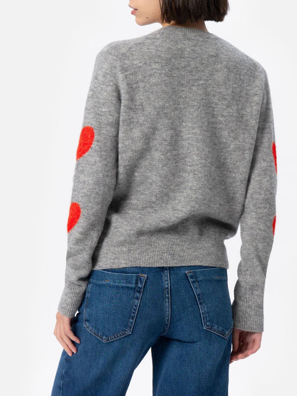 Maglione New Queen grigio con ricamo Kissene