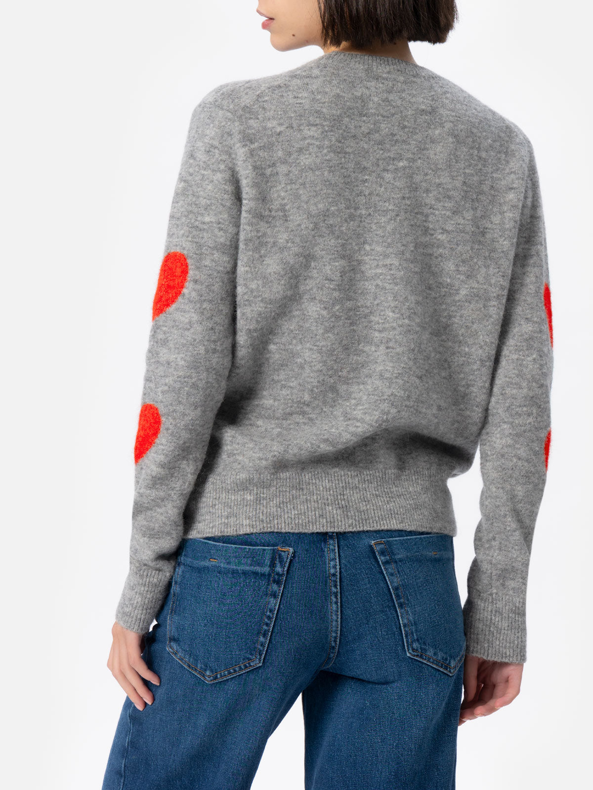 Maglione New Queen grigio con ricamo Kissene
