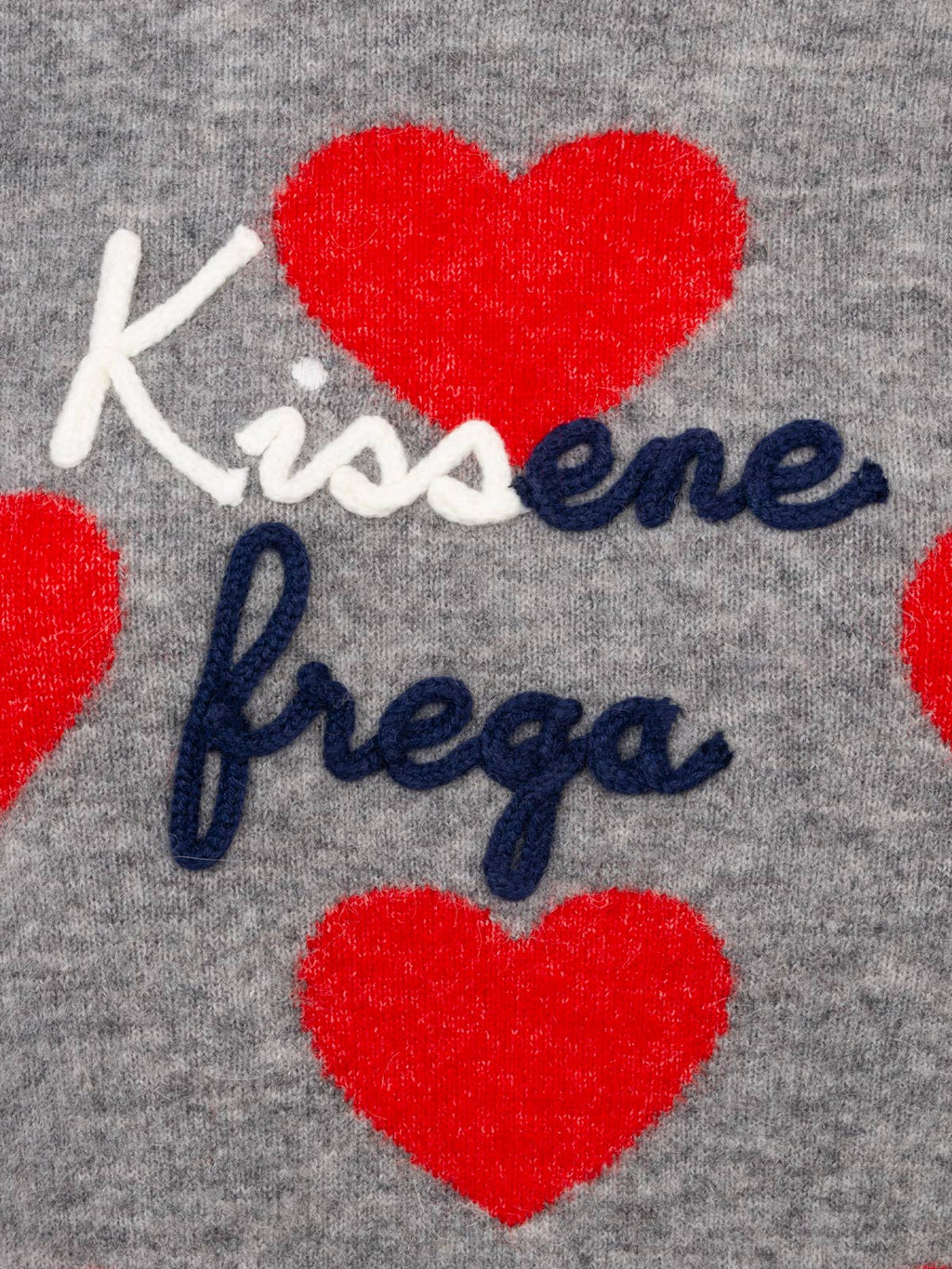 Maglione New Queen grigio con ricamo Kissene