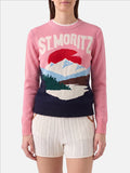 Maglione New Queen rosa con stampa St. Moritz
