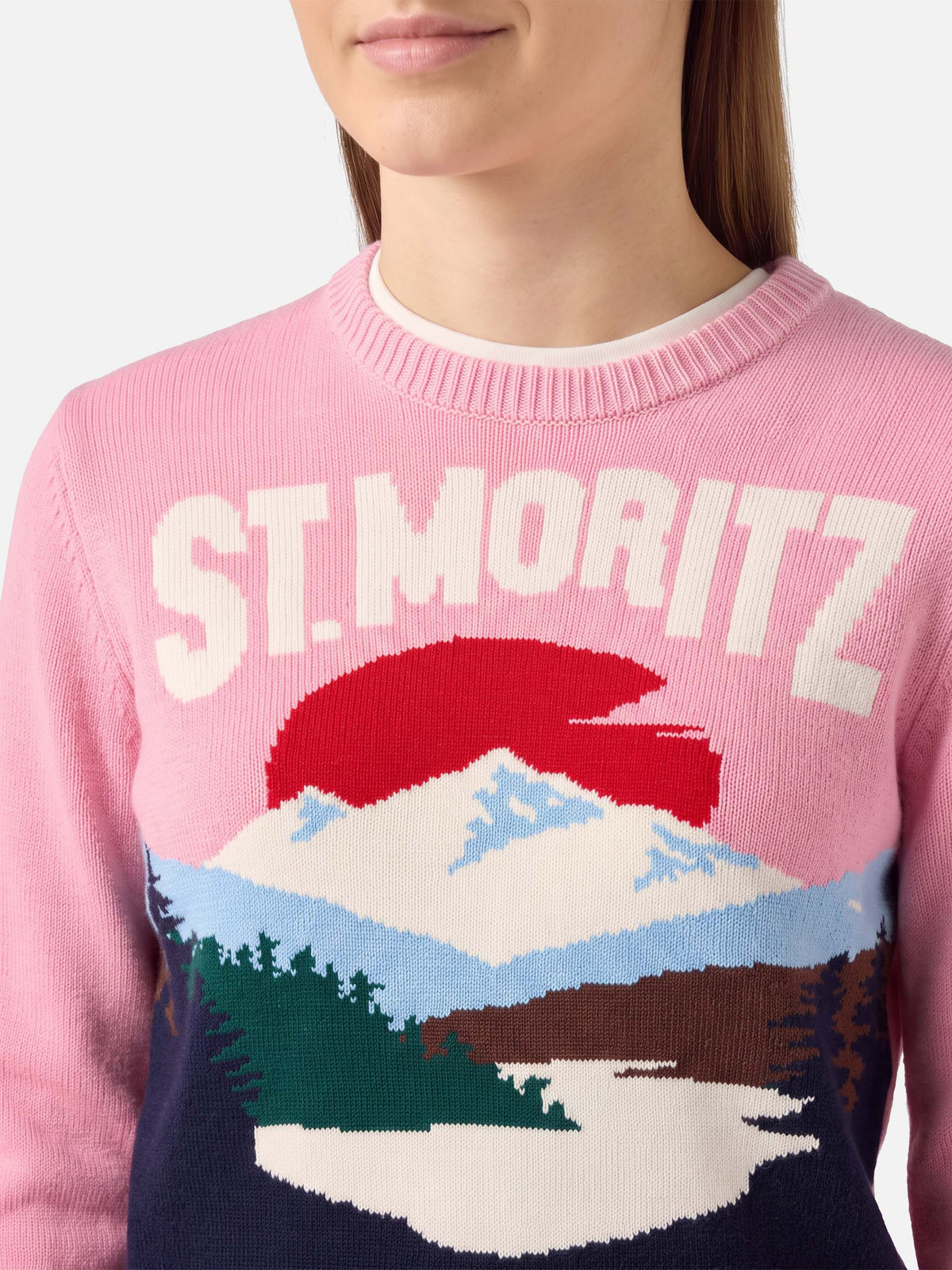 Maglione New Queen rosa con stampa St. Moritz