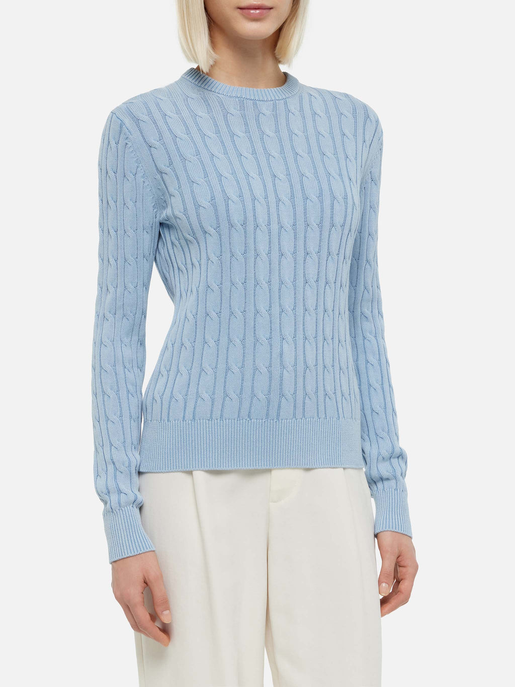 Maglione New Queen azzurro intrecciato