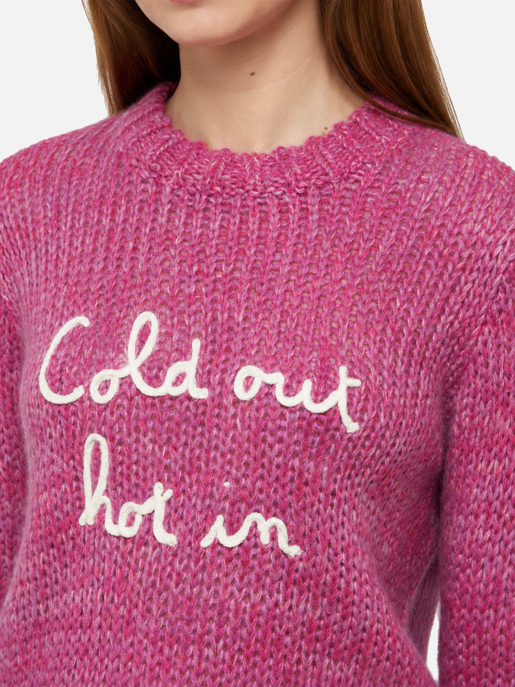 Maglione New Queen Soft viola con ricamo Cold Out Hot In