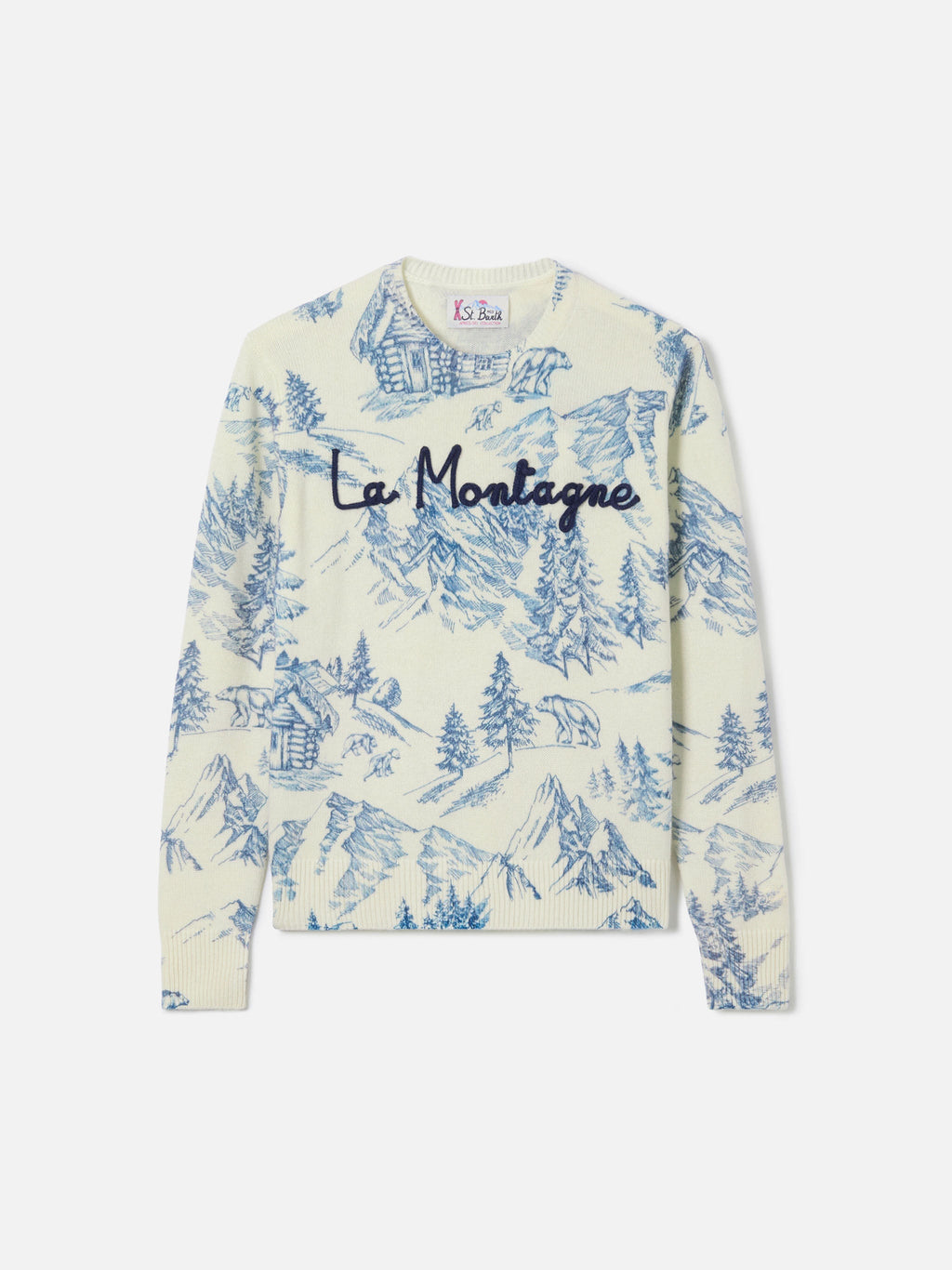 Maglione New Queen bianco con ricamo La Montagne