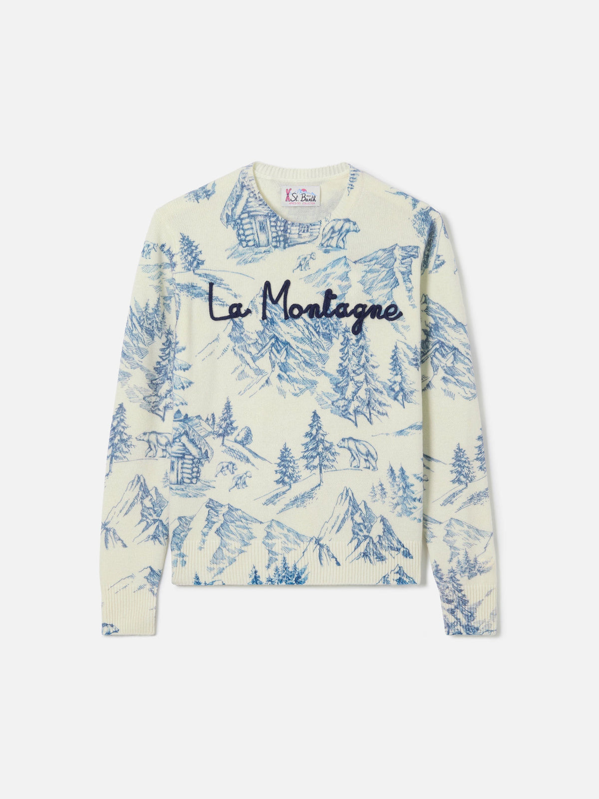 Maglione New Queen bianco con ricamo La Montagne