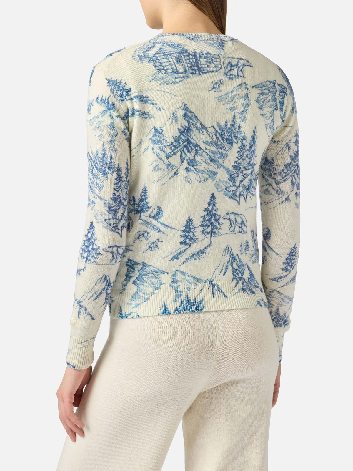 Maglione New Queen bianco con ricamo La Montagne