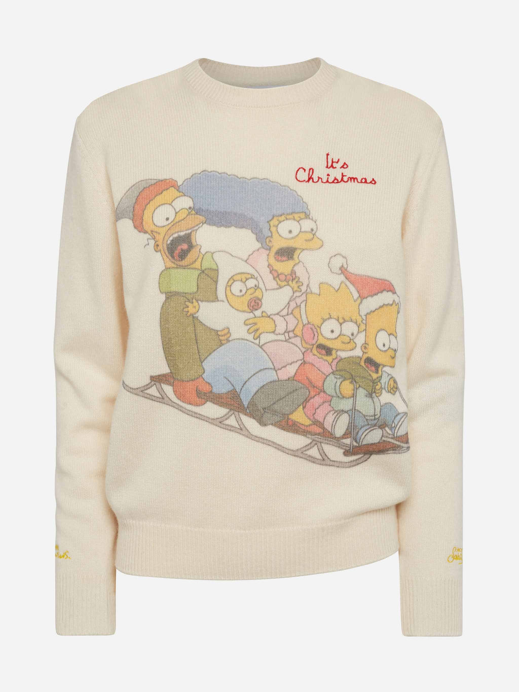 Maglione New Queen bianco panna con stampa Simpson Family | Special Edition