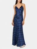 Abito Ravel blu navy in seta a pois