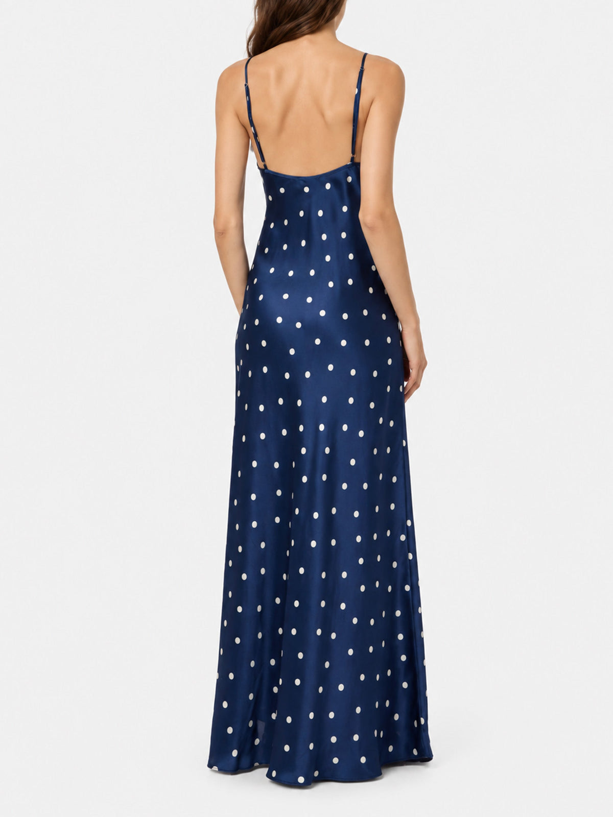 Abito Ravel blu navy in seta a pois