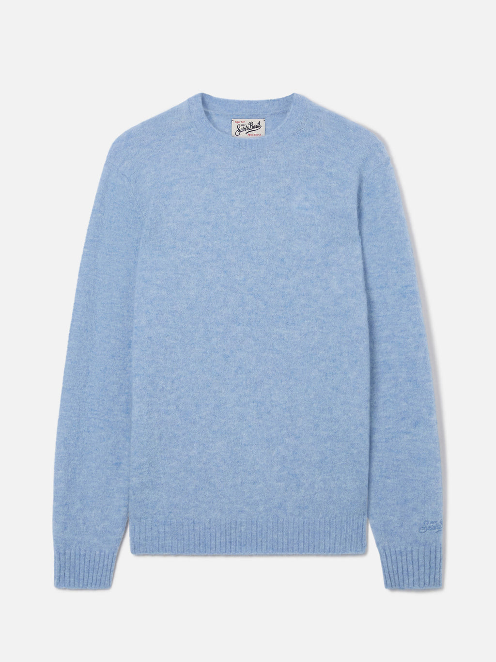 Maglia girocollo Regent azzurra in misto alpaca