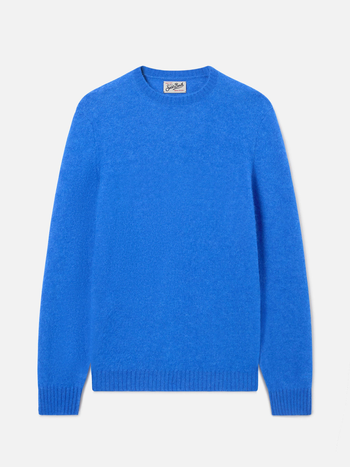 Maglia girocollo Regent blu in misto alpaca