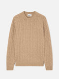 Maglia girocollo Regent khaki in lana con lavorazione a trecce