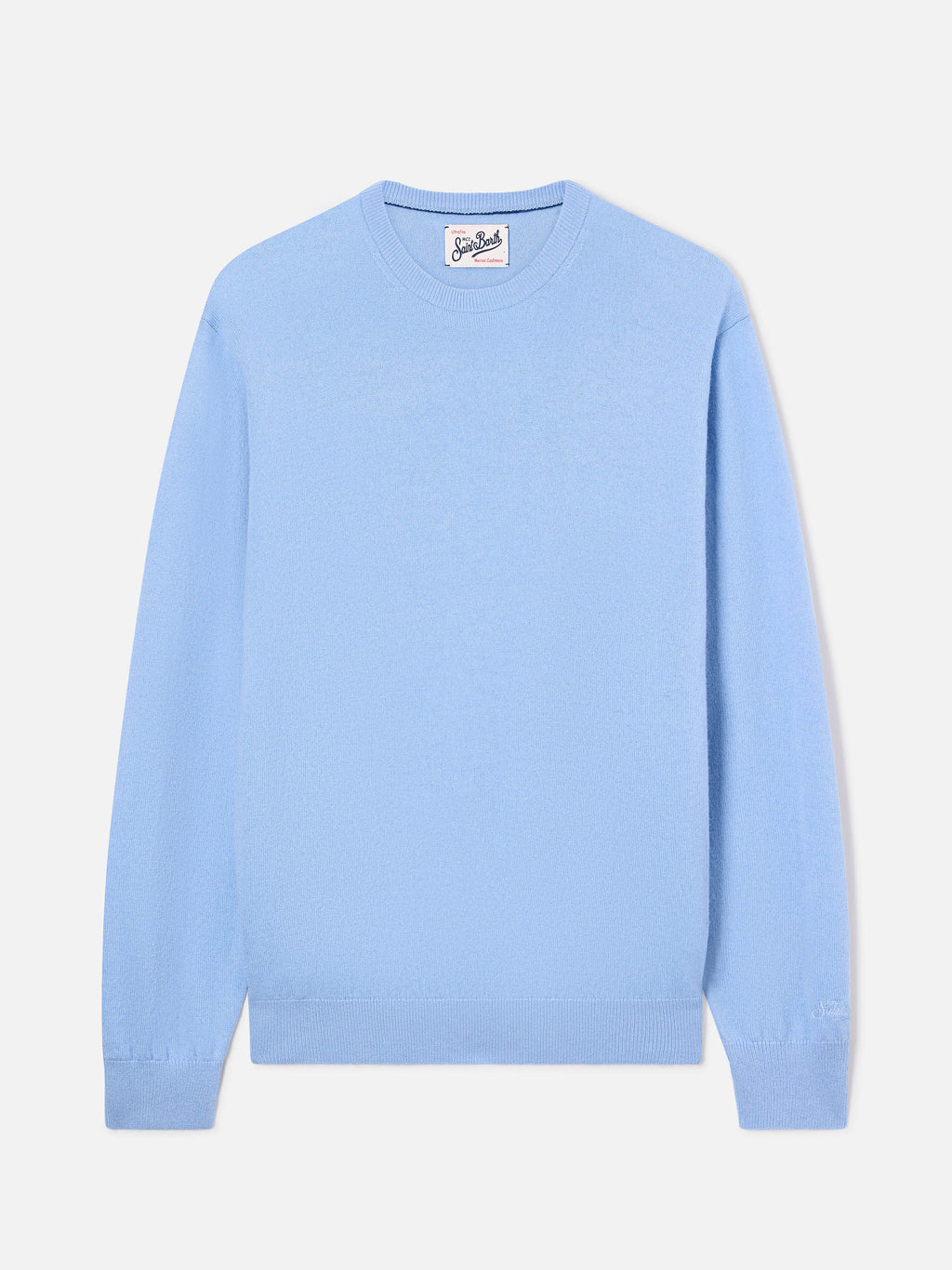 Maglia girocollo Regent azzurra in misto lana merino e cashmere