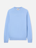 Maglia girocollo Regent azzurra in misto lana merino e cashmere